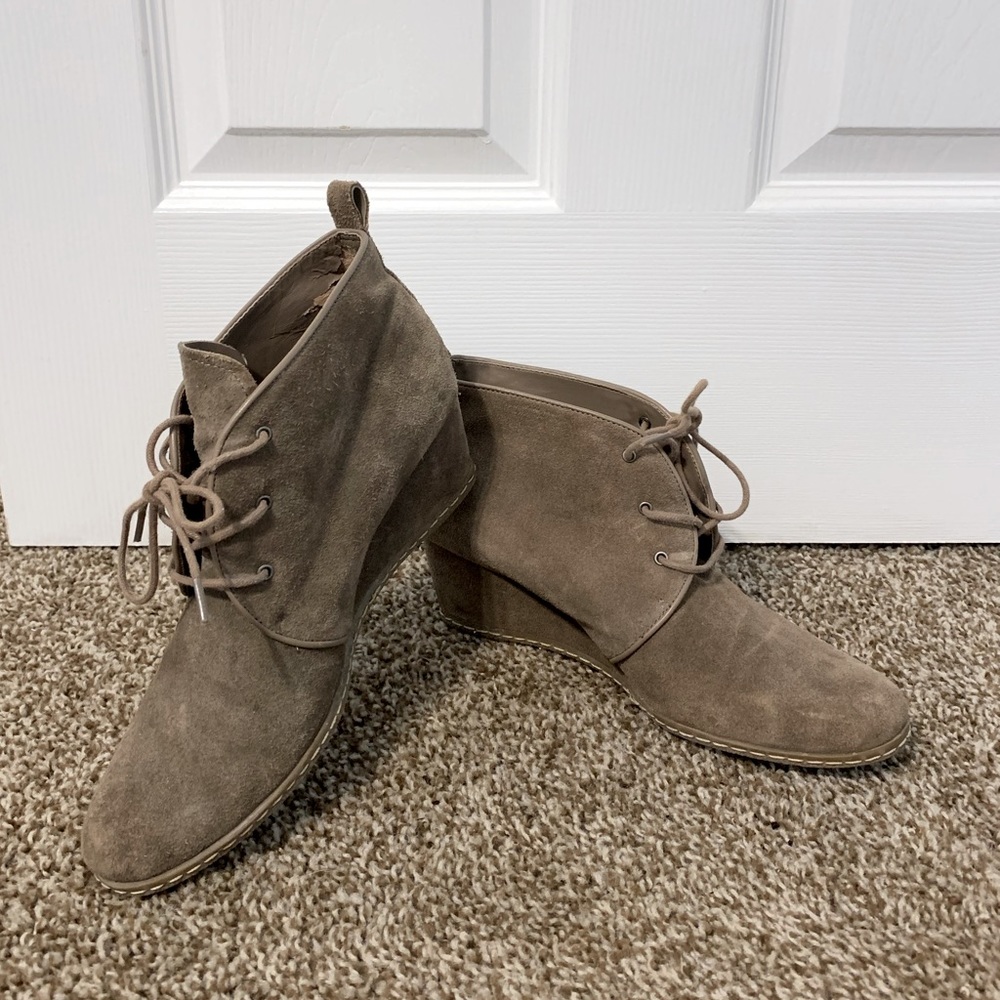 Wedge lace up booties